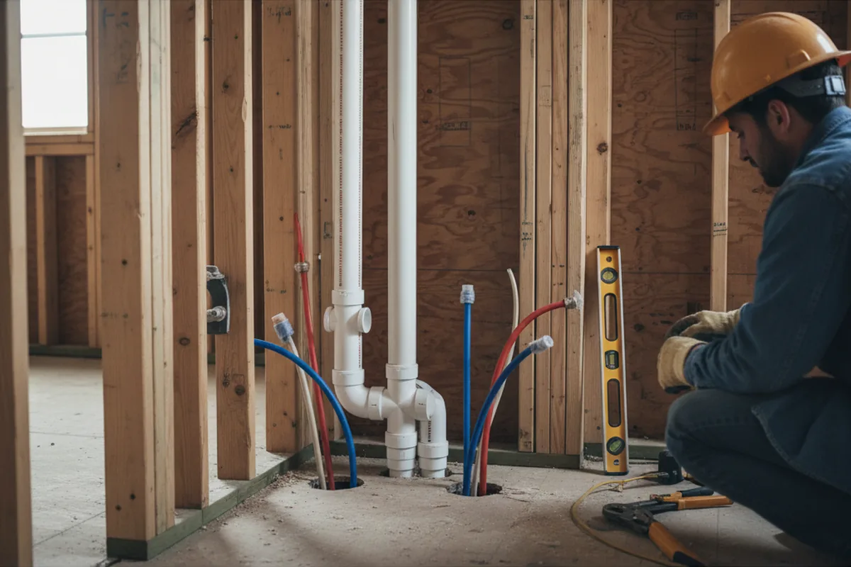 Drain and supply rough-in during Leak Detection in Mccammon